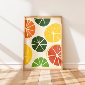 Retro Citrus Fruit Slices Bright Kitchen Decor Kitchen Wall Art Poster , Poster Print Only