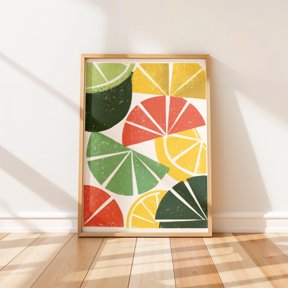 Retro Citrus Slice Colorful Kitchen Kitchen Wall Art Poster , Poster Print Only