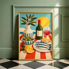 Retro Citrus Still Life Mid Century Mediterranean Poster Unframed Paper Print