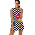 thumbnail image 1 of Retro Classic 1980s Shapes On Black and White Check Sports Dresses Women Tennis Dress with Separate Shorts One-Piece Slim Fit Golf Dress, 1 of 4