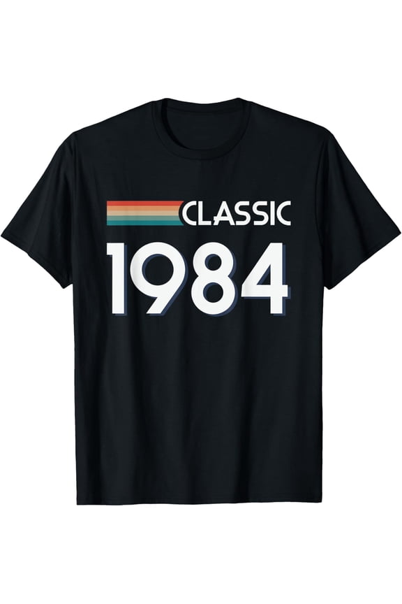 Retro Classic 1984 Birthday Year Geek Gamer Video Games T-Shirt men and women can wear, black, white, gifts