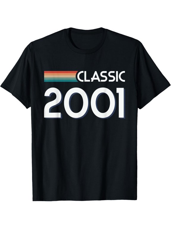 Retro Classic 2001 Birthday Year Geek Gamer Video Games T-Shirt men and women can wear, black, white, gifts