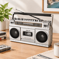 Retro Classic 80s Style Portable Boombox With Cassette Player Recorder ...