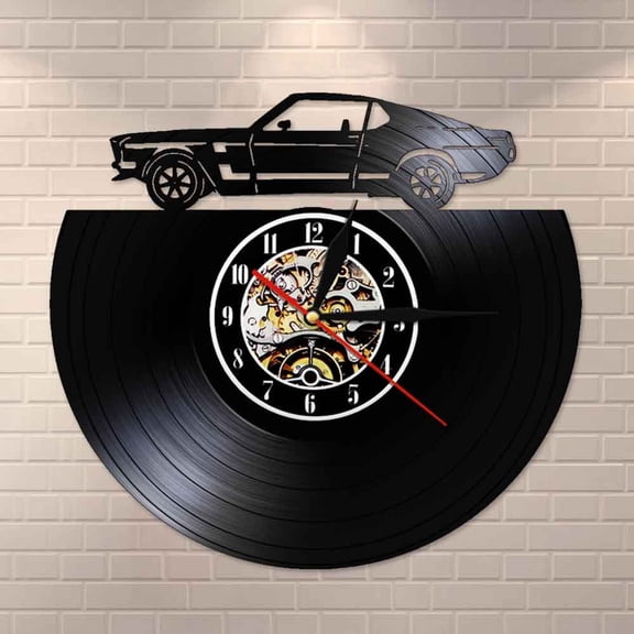 Retro Classic Cars Wall Art Vinyl Record LP Wall Clock Transportation Wall Art Automobile Silent Movement Clock Man Cave Decor