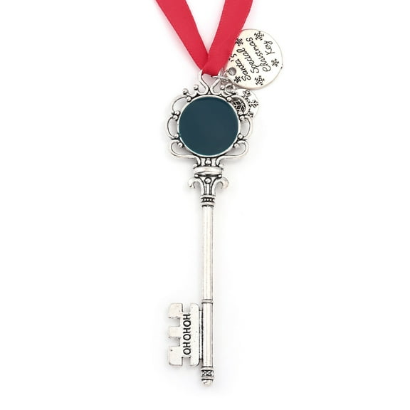 Retro Classic Christmas Santa Magic Key -Ornament With Red Ribbon Rope Chain Keychain -Christmas Tree Decoration Metal Jewelry Accessories Gift