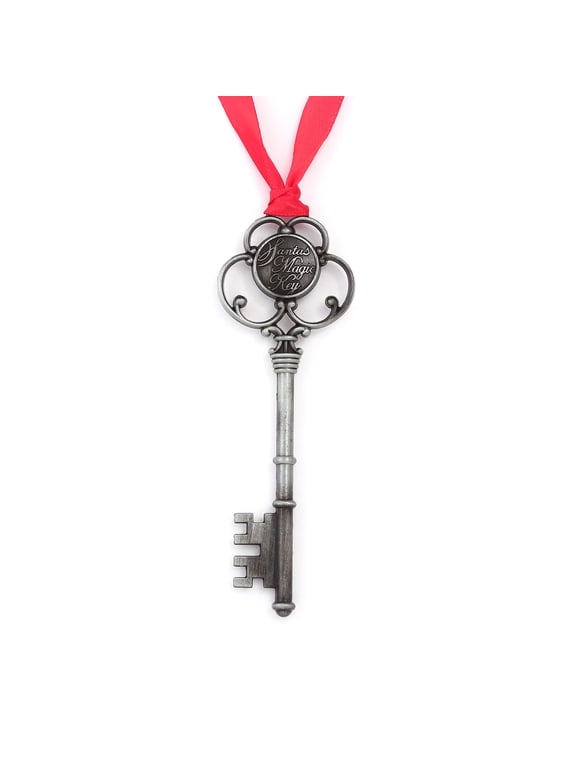 Retro Classic Christmas Santa Magic Key -Ornament With Red Ribbon Rope Chain Keychain -Christmas Tree Decoration Metal Jewelry Accessories Gift