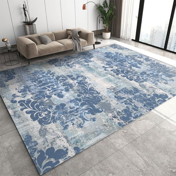 Retro Classic Decoration Rug Texture Element Design Rugs, Machine Washable Ethnic Print Pattern Carpet for Living Room Bedroom Farmhouse Dinning Room 3x4ft