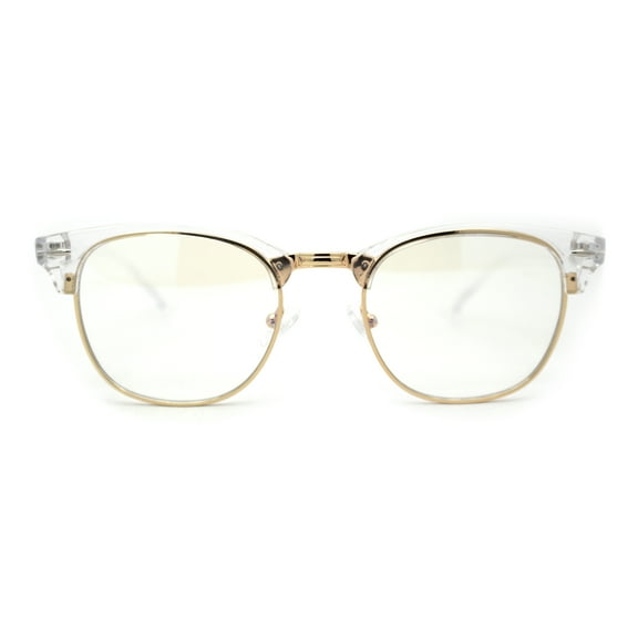 Retro Classic Hipster Half Rim Blue Light Filtering Computer Glasses Gold Clear