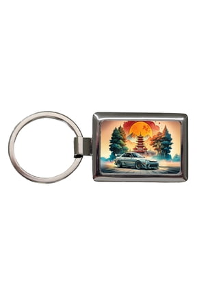 Retro Classic JDM Tuner Car Art Metal Rectangle Keychain