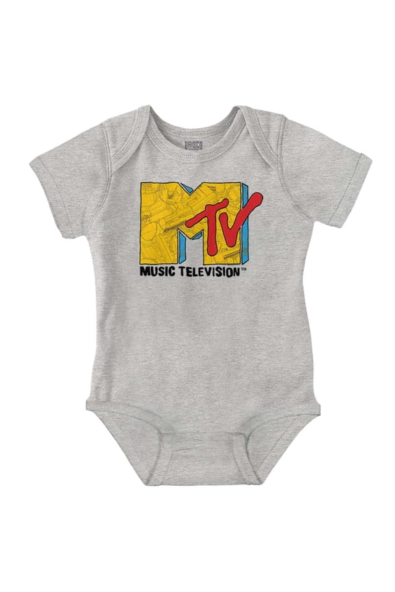 Retro Classic MTV Collage Logo Romper Boys or Girls Infant Baby Brisco Brands 6M