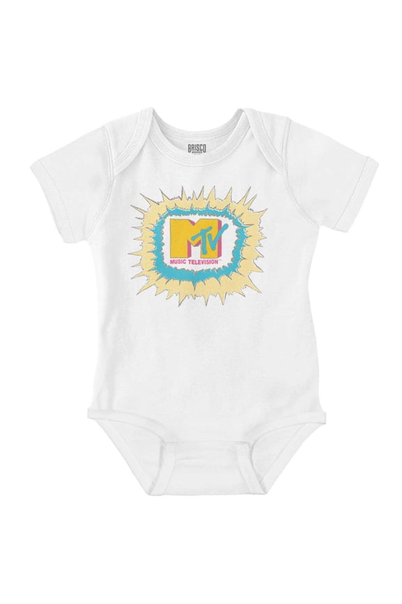 Retro Classic MTV Logo Explosion Romper Boys or Girls Infant Baby Brisco Brands 6M