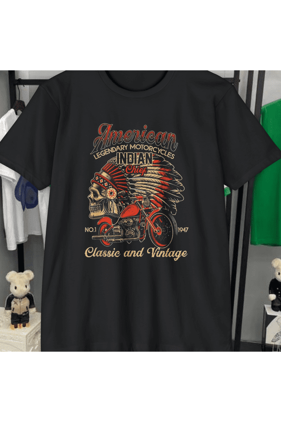 Retro Classic Old Biker American Motorcycle Indian Biker T-Shirt