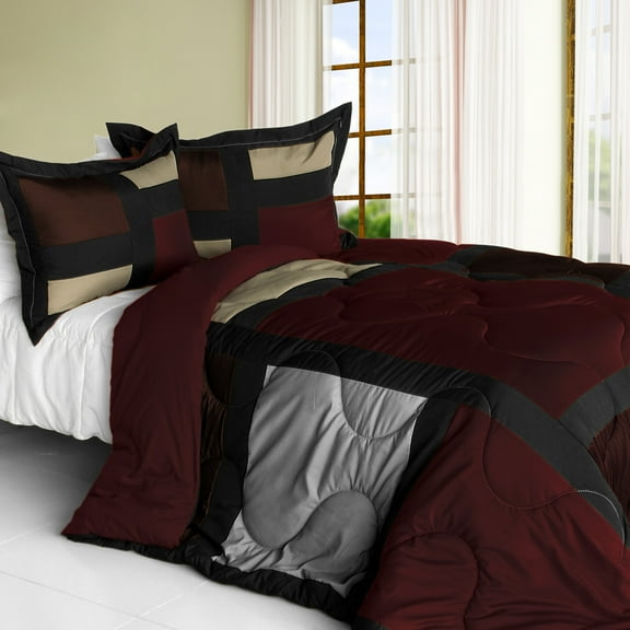 Retro Classic Quilted Patchwork Down Alternative Comforter Set-Twin