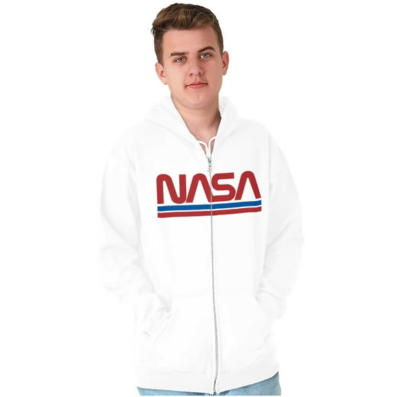Retro Classic Space NASA Worm Logo Unisex Plus Size Zip Hoodie Brisco Brands 5X