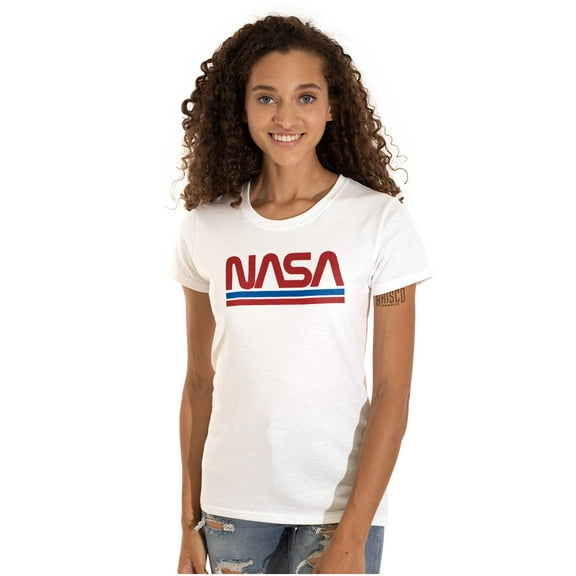 Retro Classic Space NASA Worm Logo Women's T Shirt Ladies Tee Brisco Brands S