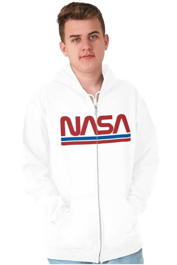 Retro Classic Space NASA Worm Logo Zip Up Hoodie Men's Women's Brisco Brands S