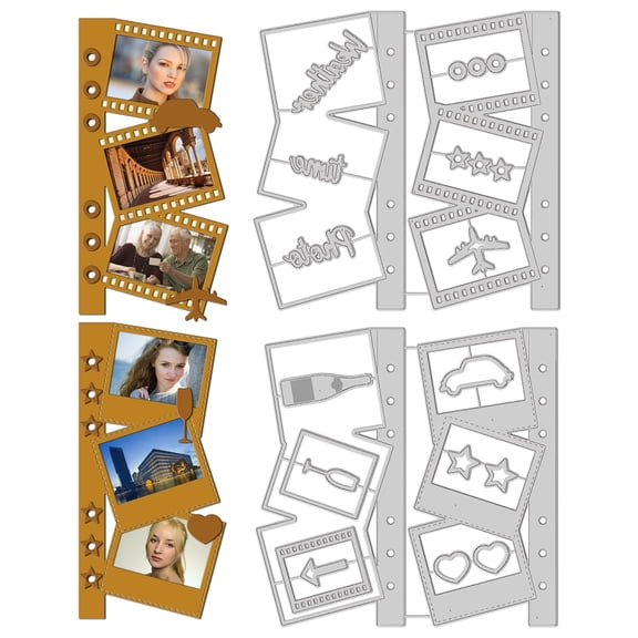 Retro Classic Theme Cut Dies Pocket Photo Frame Card Film Photo Frame Paper Clip Cutting Dies Metal Die Cuts Stencils Embossing StencilDIY
