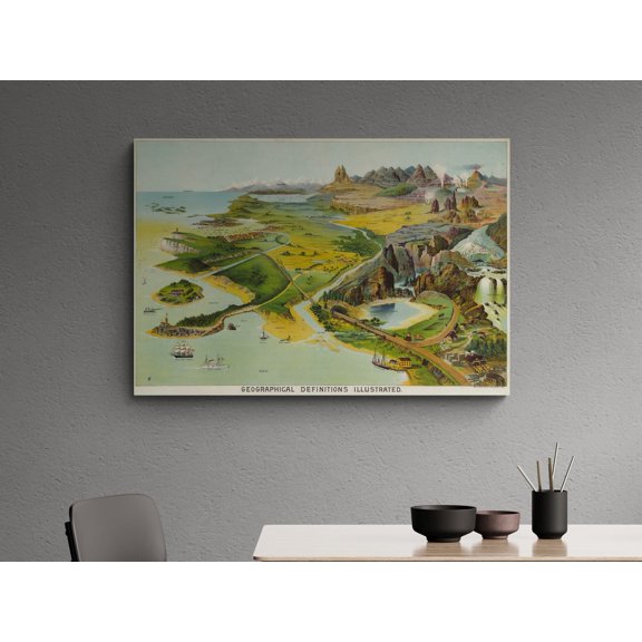 Retro Classroom Map Wall Art Print, Unframed Paper Poster 8x10in