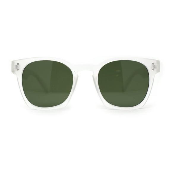 Retro Classy Keyhole Thick Horn Rim Hipster Sunglasses Frost White Green