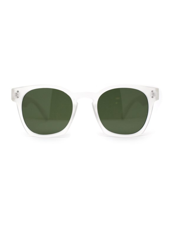 Retro Classy Keyhole Thick Horn Rim Hipster Sunglasses Frost White Green