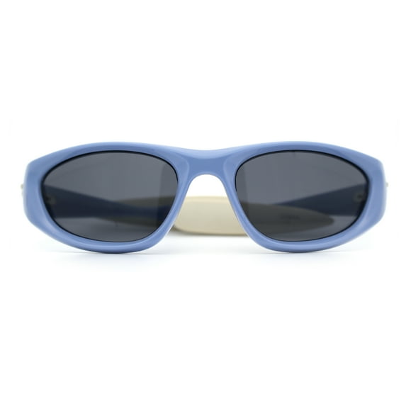 Retro Classy Oval Wrap Around Vintage Sport Soft Arm Tip Plastic Sunglasses Blue - Black
