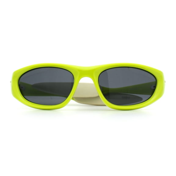 Retro Classy Oval Wrap Around Vintage Sport Soft Arm Tip Plastic Sunglasses Green - Black