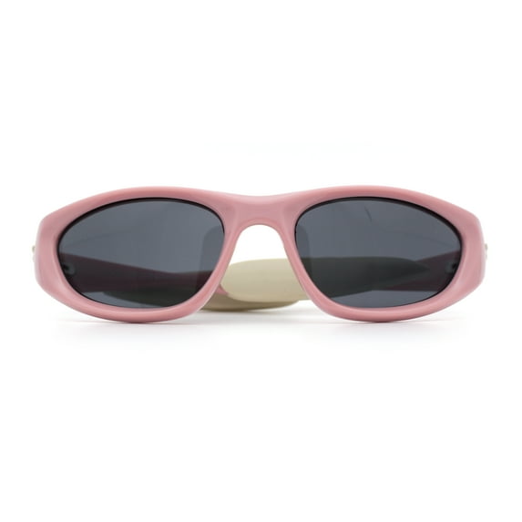 Retro Classy Oval Wrap Around Vintage Sport Soft Arm Tip Plastic Sunglasses Pink - Black