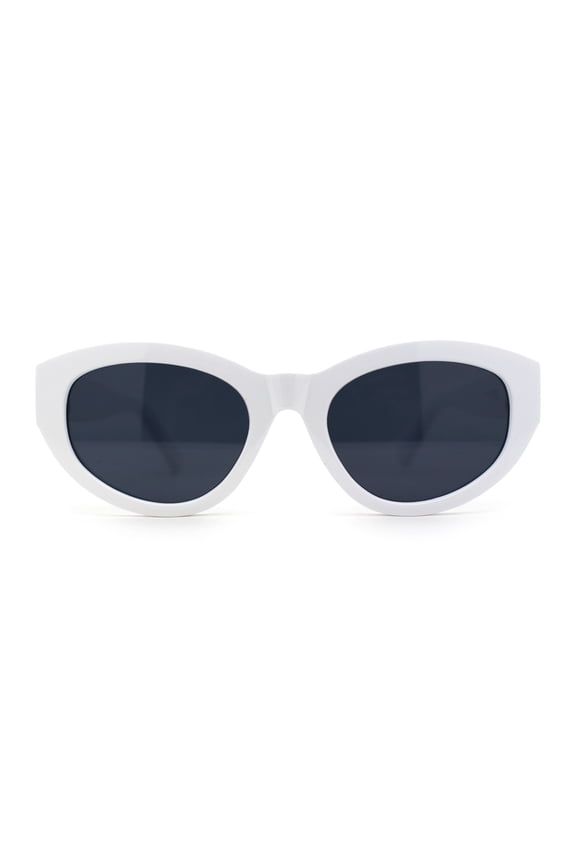 Retro Classy Thick Plastic Cat Eye Glam Fashion Sunglasses White - Black