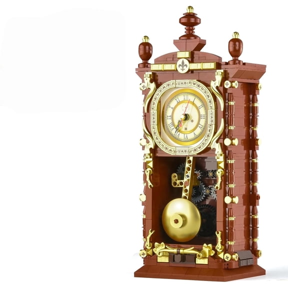 Vintage Swing Clock Building Blocks Set 751 PCS Real Working Mechanical Clock with Alarm, Moving Pendulum & Rotating Dial, Retro Steampunk Decor Gift for Adults & Teens, Compatible with Lego Sets