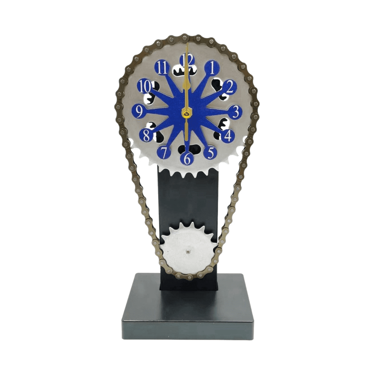 Retro Clock Craft Decorations Rotating Chain Gear Clock Blue