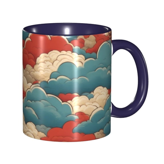Retro Cloud Coffee Mug Fun Custom Ceramic Mugs 11oz Navy Blue