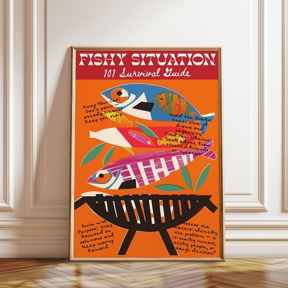 Retro Coastal Fish Guide Poster, Unframed Paper Poster 8x10in