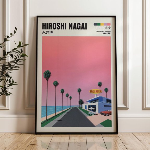 Retro Coastal Japanese City Pop Vaporwave Rustic Poster
