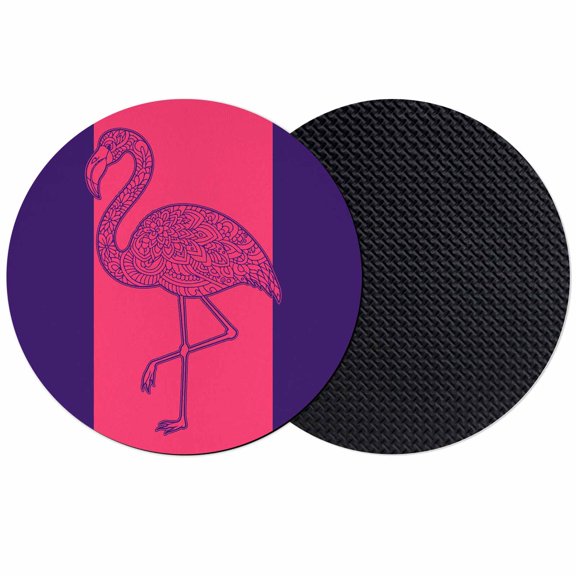 Retro Coasters for Drinks,Absorbent Non Slip Rubber Drink Coasters Set of 2 for Cup,Table,Bar,Home Decor, Flamingo Pattern Dark Pink Midnight Blue