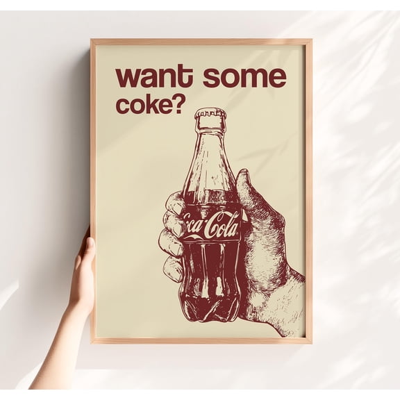 Retro Coca-Cola Print Funny Kitchen & Bar Wall Art Home Decor Office Wall Art Living Room Decor, Paper Poster Only