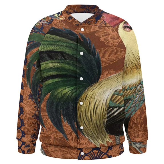 Retro Cock Baseball Jersey Fashion Ribbed Sleeve Man Women's Jacket Motion Tops XXS-6XL