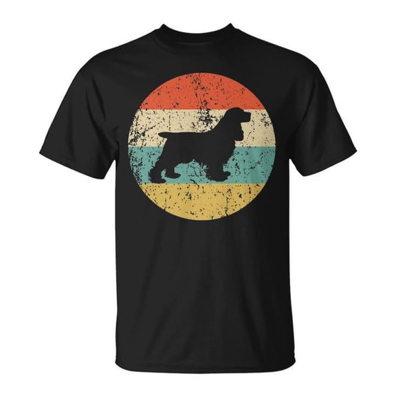 Retro Cocker Spaniel Dog Graphic Tee Unisex Adult Cotton Casual T-Shirt for Pet Lovers and Dog Enthusiasts, Size 3XL, Color Black