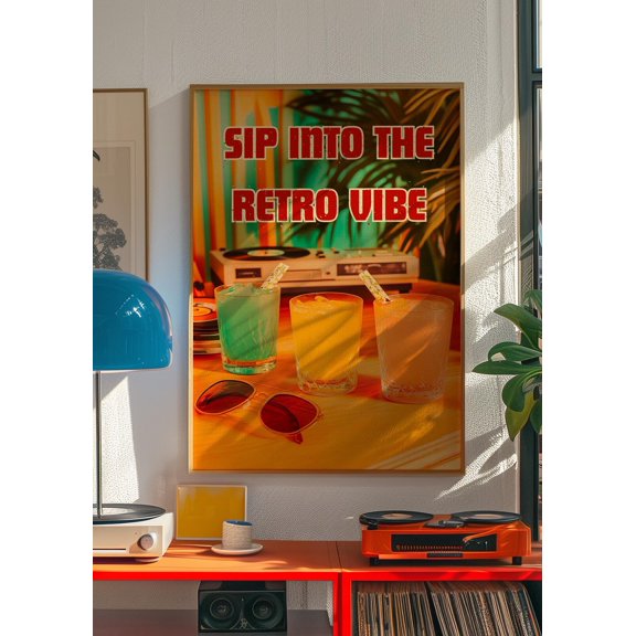 Retro Cocktail 80s Neon Bar Poster Unframed Paper Print