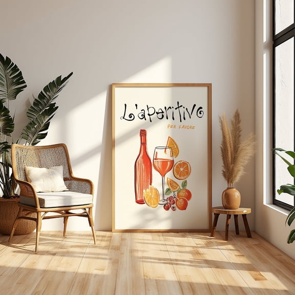 Retro Cocktail , Italian Aperitivo Art, Unframed Canvas Size 24x36