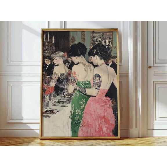 Retro Cocktail Party Pop Art Wall Art Print, Unframed Paper Poster 8x10in