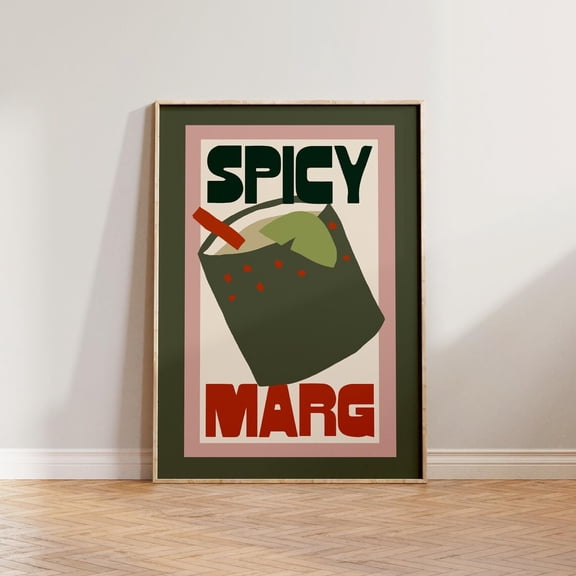 Retro Cocktail Wall Art, Retro Kitchen Wall Art Print, Spicy Marg Print, Spicy Margarita Wall Art, Cocktail Bar Print, Wall Art For Kitchen Home Decor #1487, 8x12 UNFRAMED