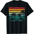 thumbnail image 1 of Retro Coconut Palm Trees Beach Exotic Tropical Summer T-Shirt Black Small, 1 of 4