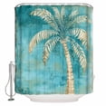 thumbnail image 1 of Retro Coconut Tree Shower Curtain, 72" x 72", Tropical Plant Hand-painted Oil Painting Waterproof Bathroom Curtain Washable Shower Curtain Set with 12 Hooks, 1 of 6