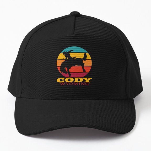 Retro Cody Wyoming Rodeo Baseball Cap, Bucking Horse Western Graphic Design, Classic Hat