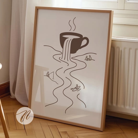 Retro Coffee Bar Wall Art Kitchen Aesthetic Decor, Unframed Canvas Size 24x36