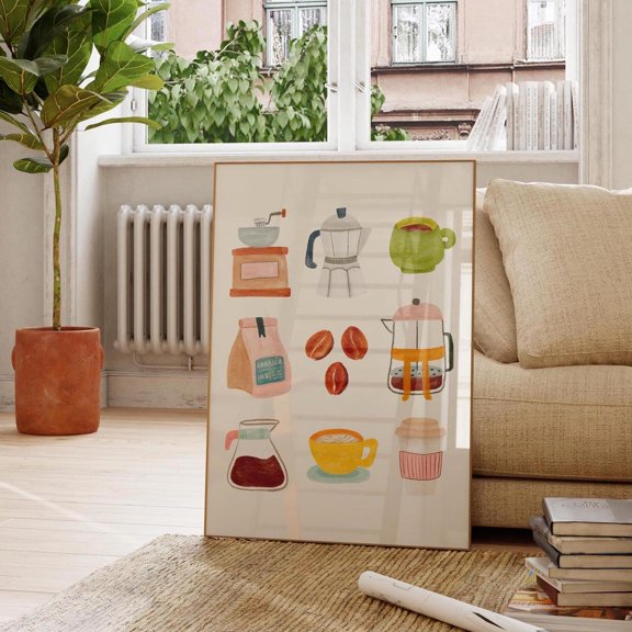 Retro Coffee Espresso Bar Wall Art Print