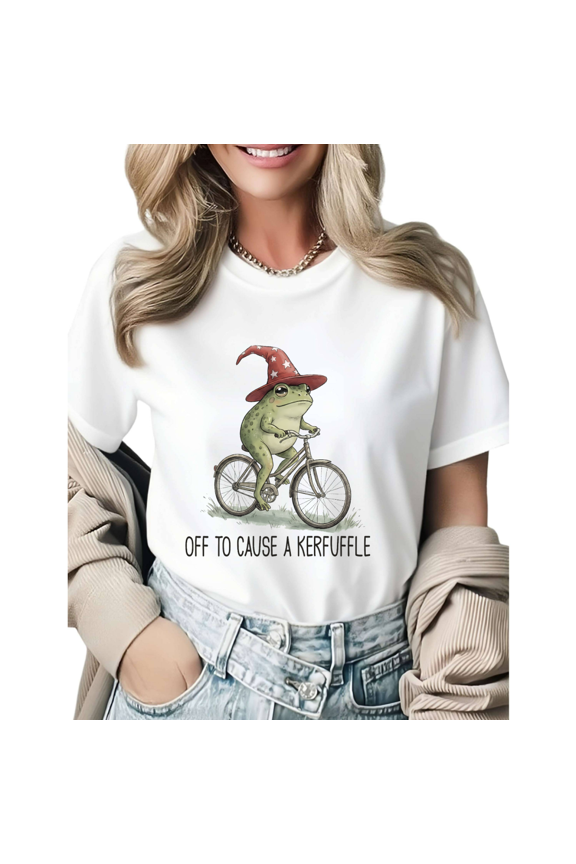 Retro Coffee Frog Weird Quote Graphic Tees Womens T shirt Black/White S-5XL Shirts Casual Daily Tops