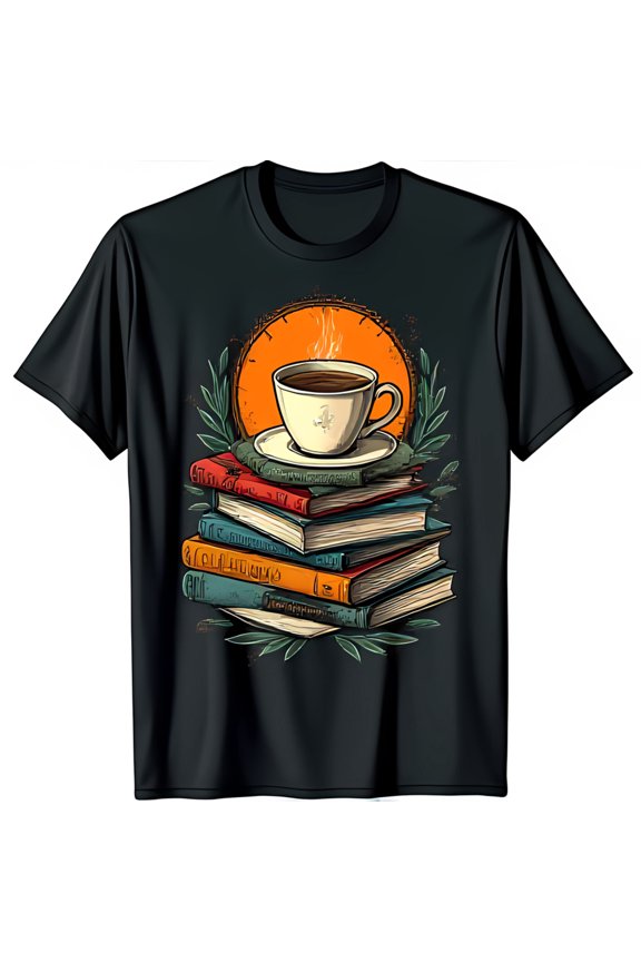 Retro Coffee Graphic Black T-Shirt Vintage Style with Warm Colors
