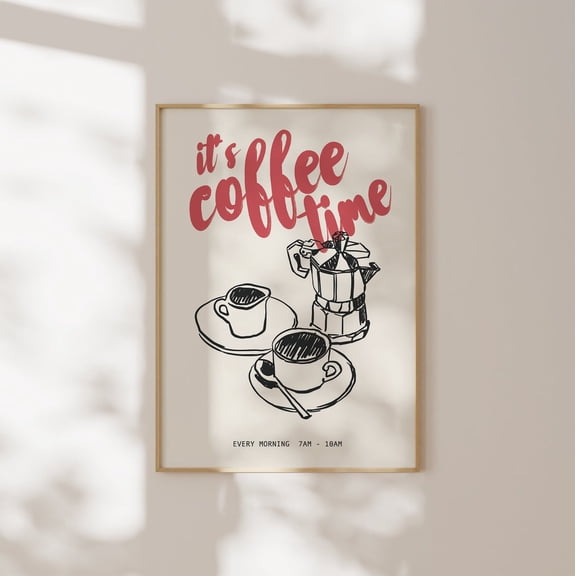 Retro Coffee Kitchen Typography Wall Art, Unframed Paper Print Size 8x12