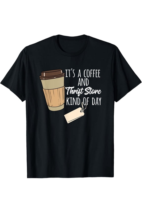 Retro Coffee Lover and Thrift Store Enthusiast Graphic T-Shirt - Funny Vintage Style Unisex Apparel for Men and Women